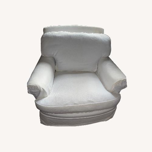 Used Vintage/Antique White Linen Chair and a Half for sale on AptDeco