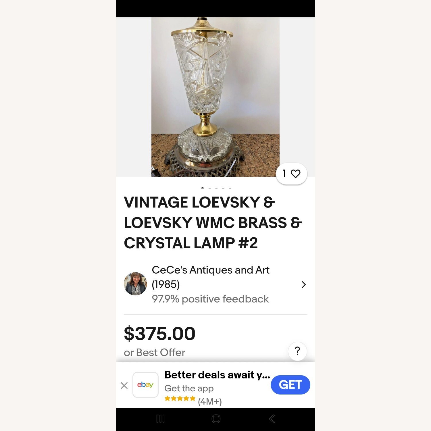Vintage/Antique Brass Table Lamps - image-3