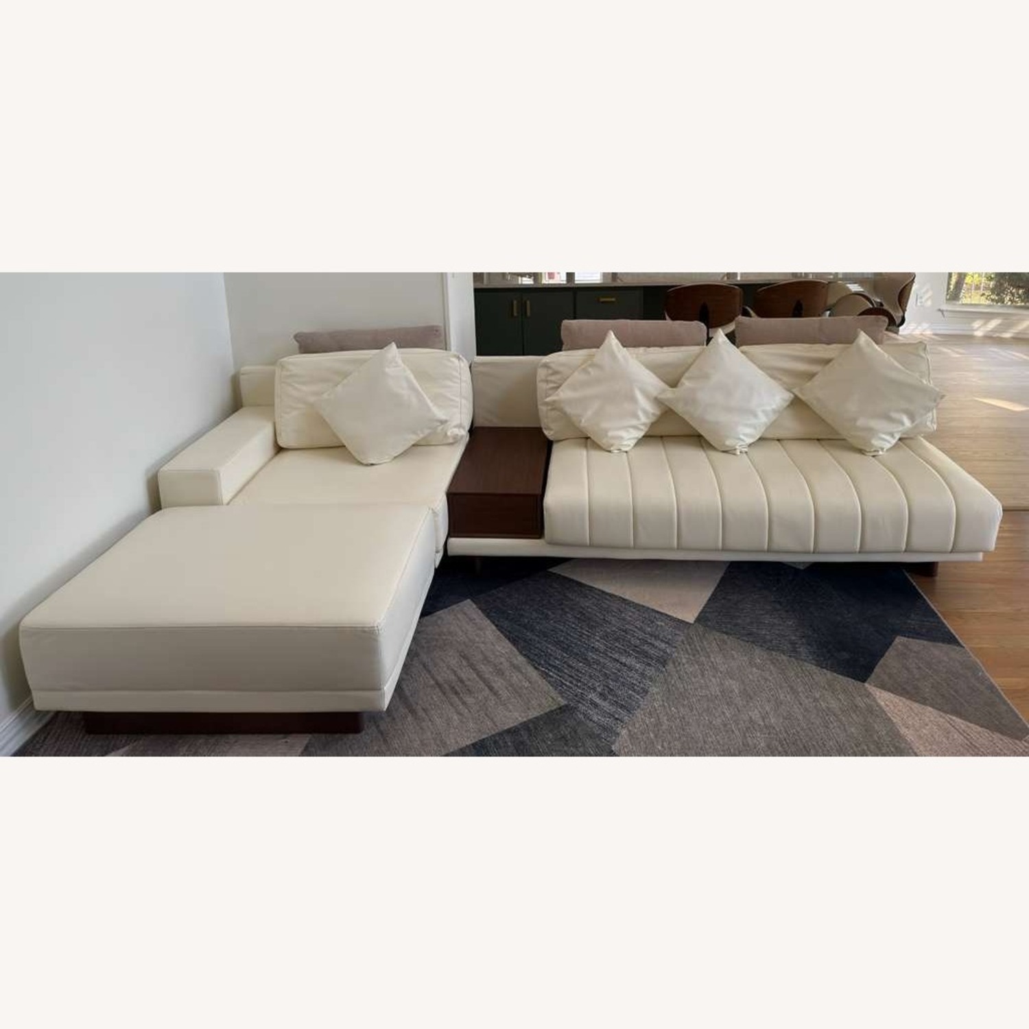 White Faux Leather 3+ Piece Sectional - image-2