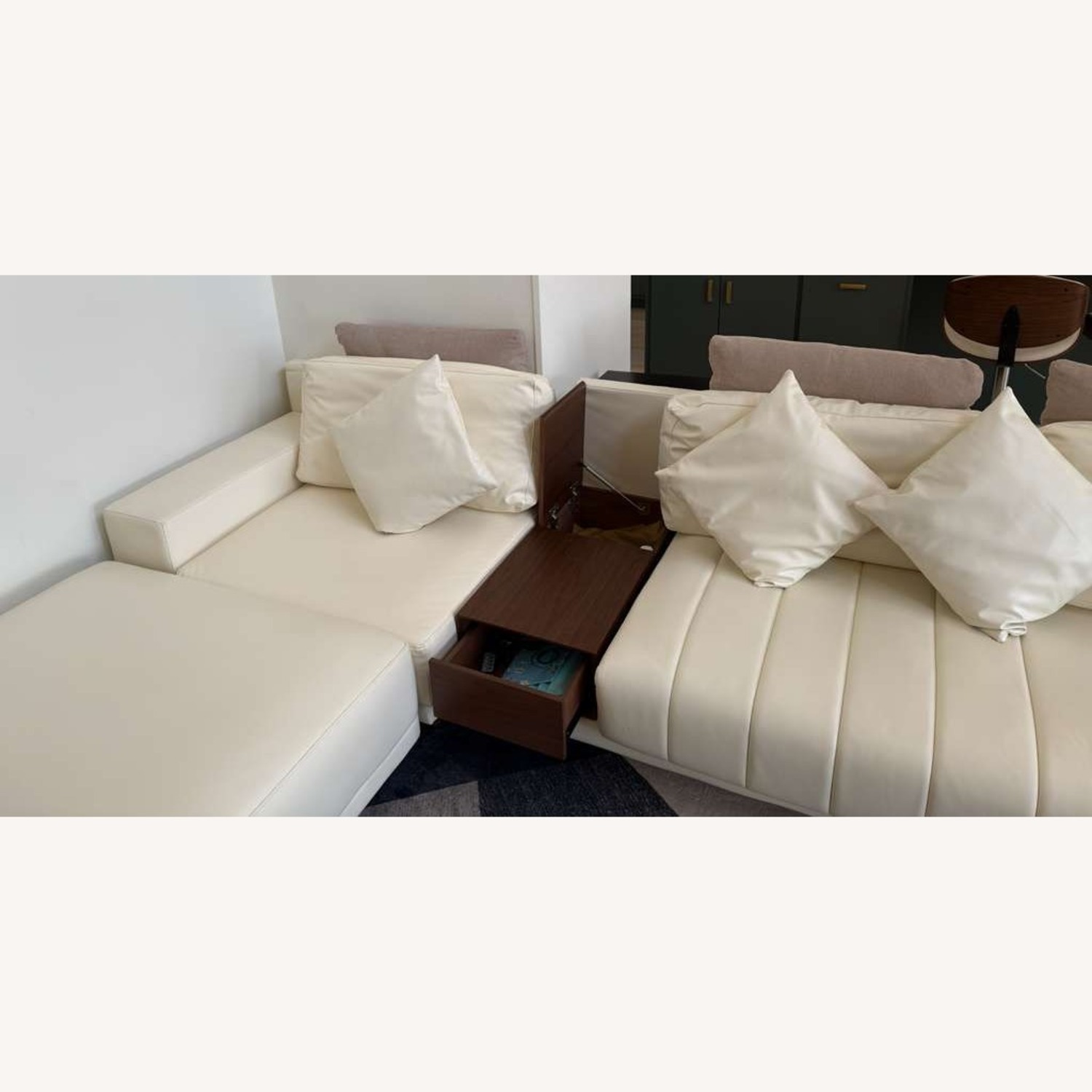 White Faux Leather 3+ Piece Sectional - image-3