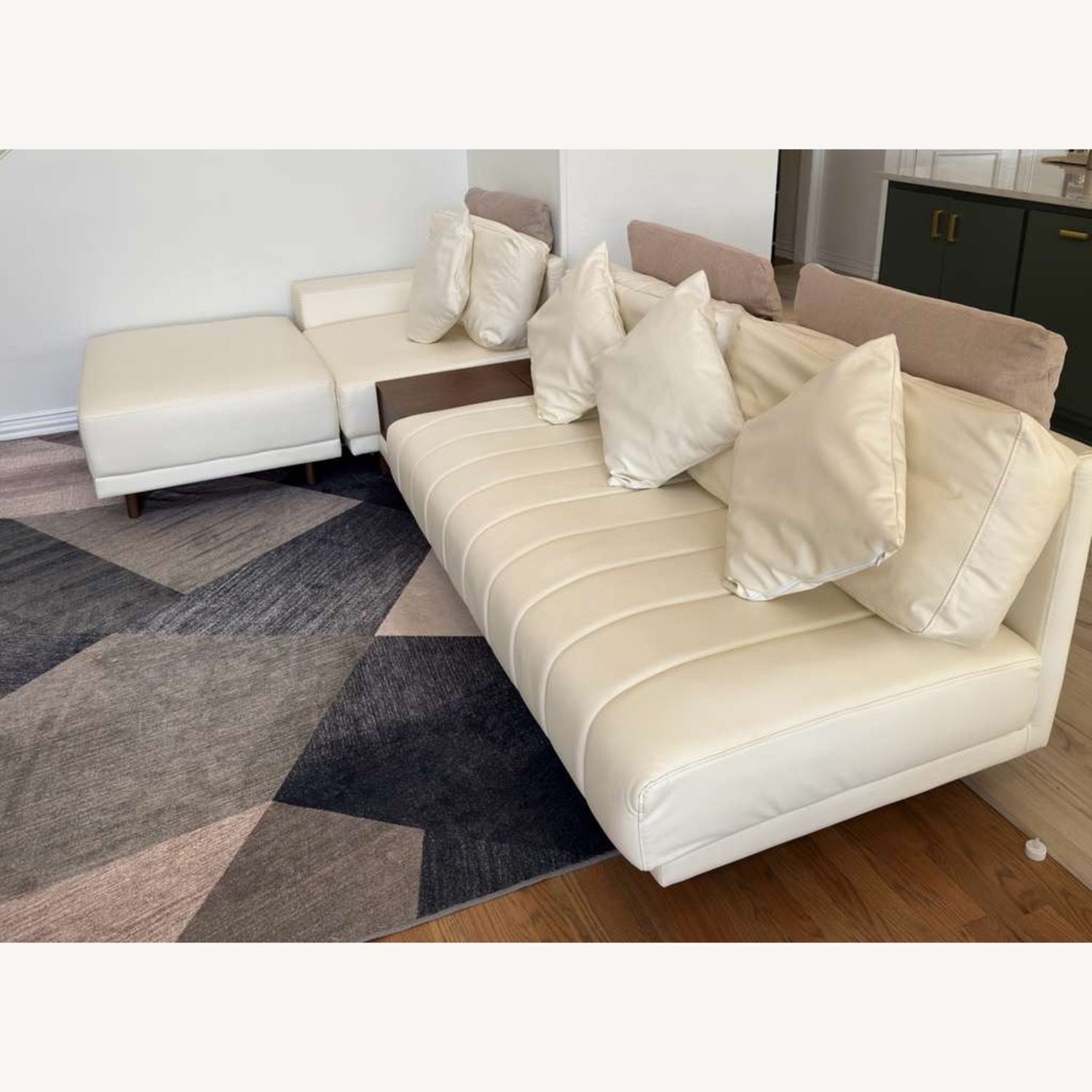White Faux Leather 3+ Piece Sectional - image-1