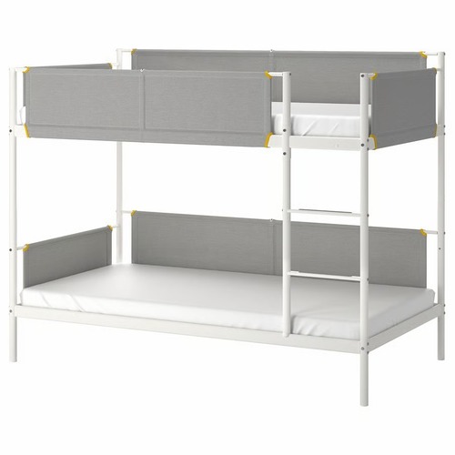 Used IKEA VITVAL Bunk Bed Frame White Light Gray Twin for sale on AptDeco
