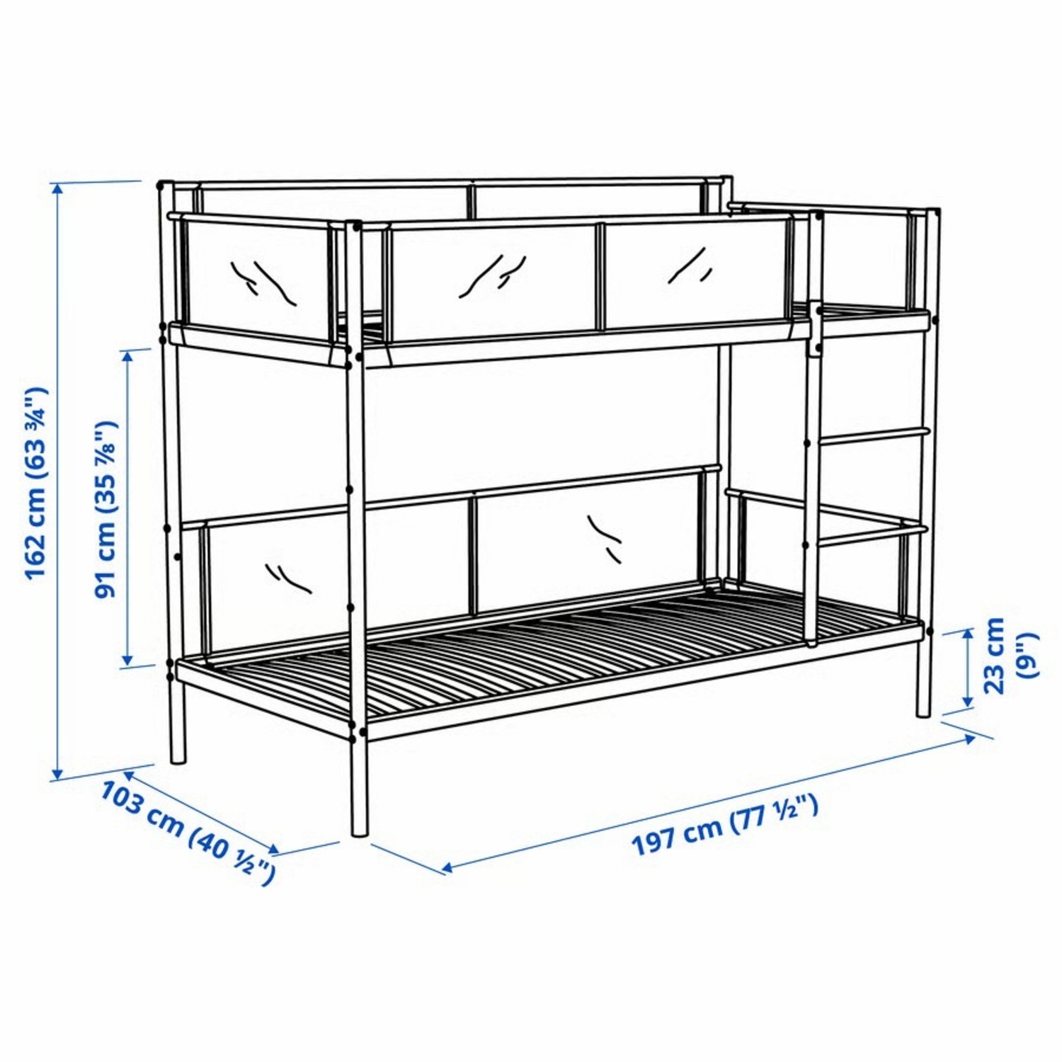 IKEA VITVAL Bunk Bed Frame White Light Gray Twin - image-1