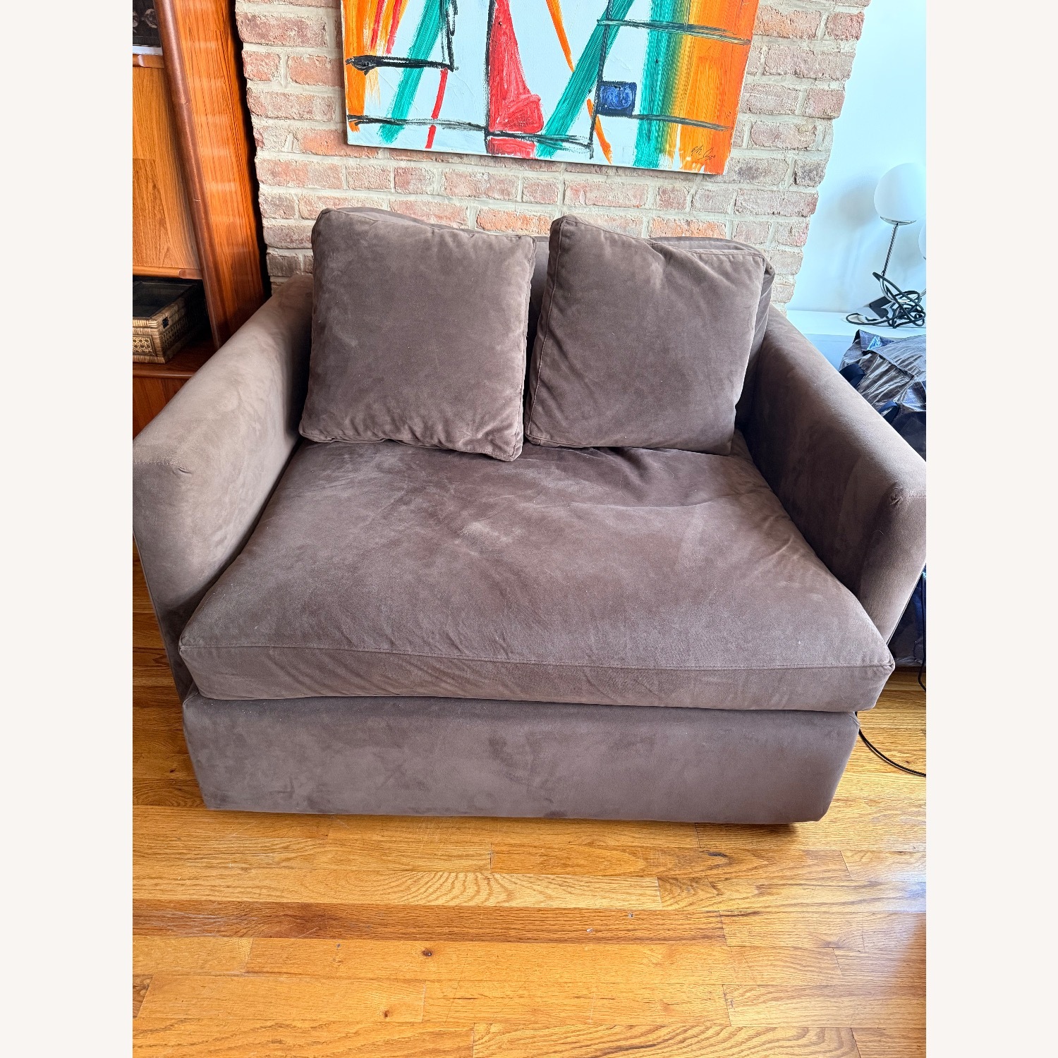 Crate & Barrel Dark Brown Chair and a Half - image-2