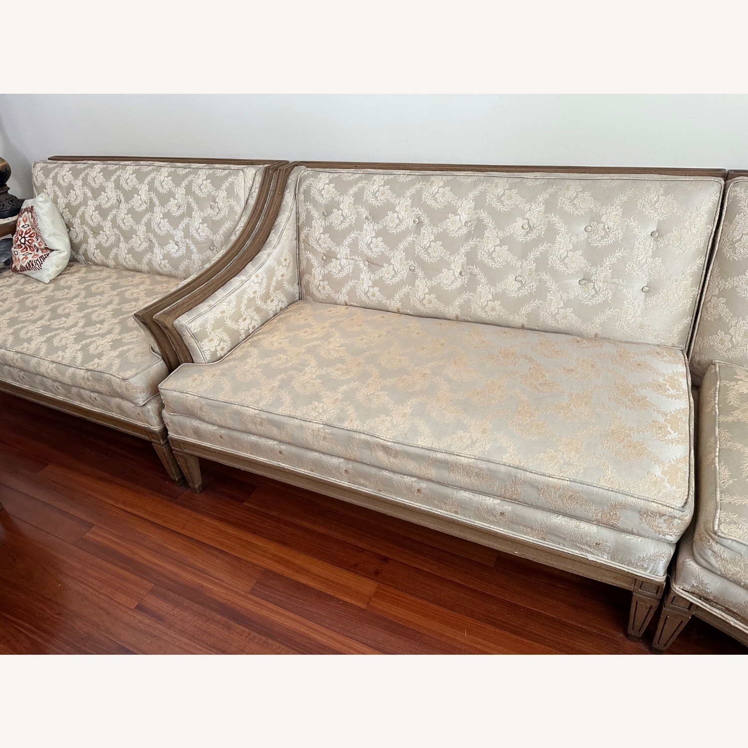 Vintage/Antique Light Brown Fabric 3+ Seater Sofa - image-7