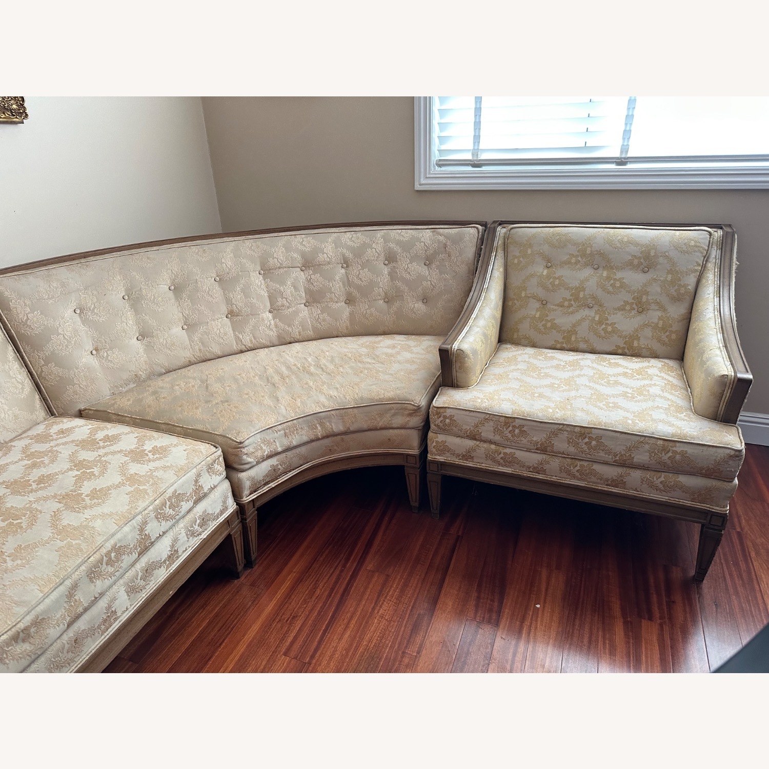 Vintage/Antique Light Brown Fabric 3+ Seater Sofa - image-8