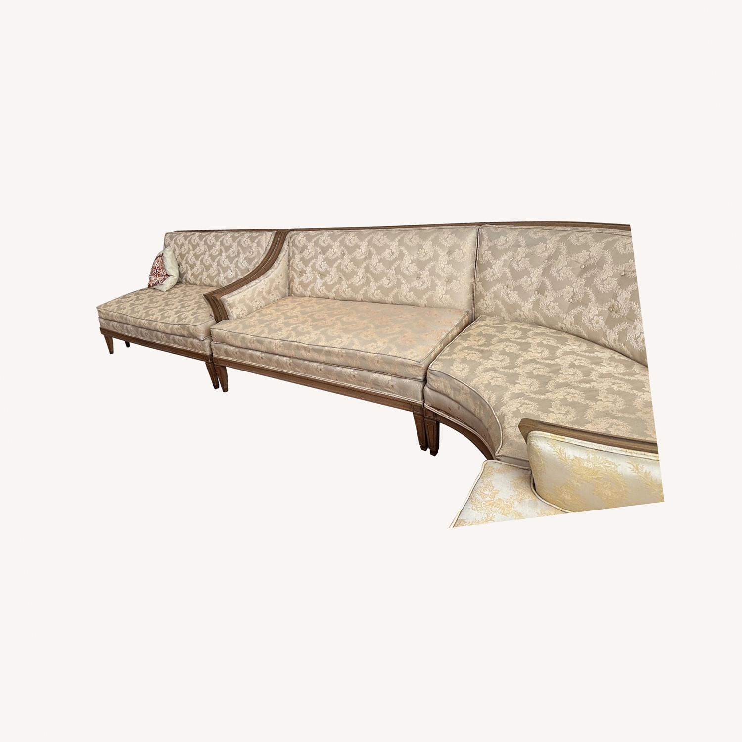 Vintage/Antique Light Brown Fabric 3+ Seater Sofa - image-0