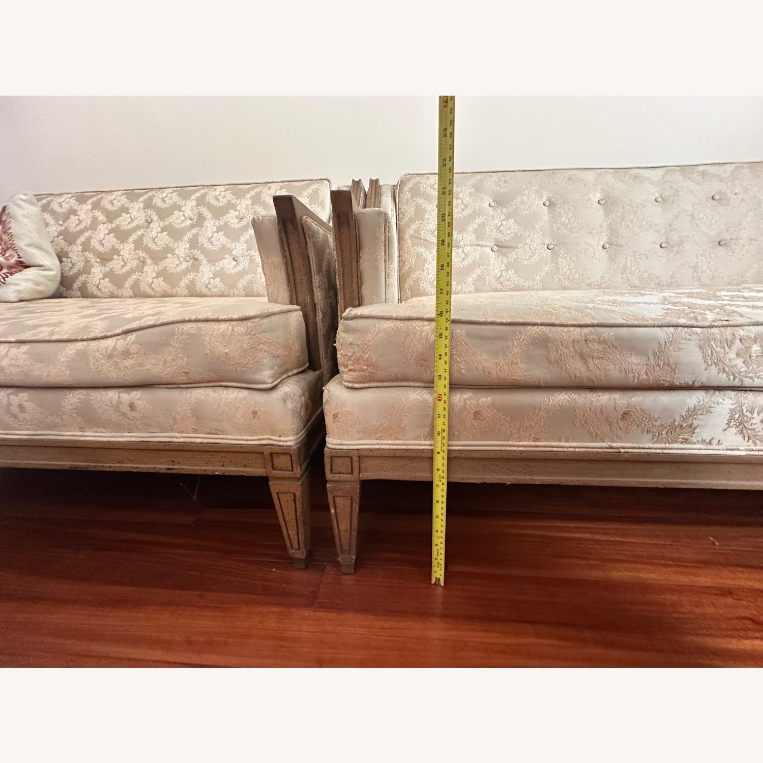 Vintage/Antique Light Brown Fabric 3+ Seater Sofa - image-4