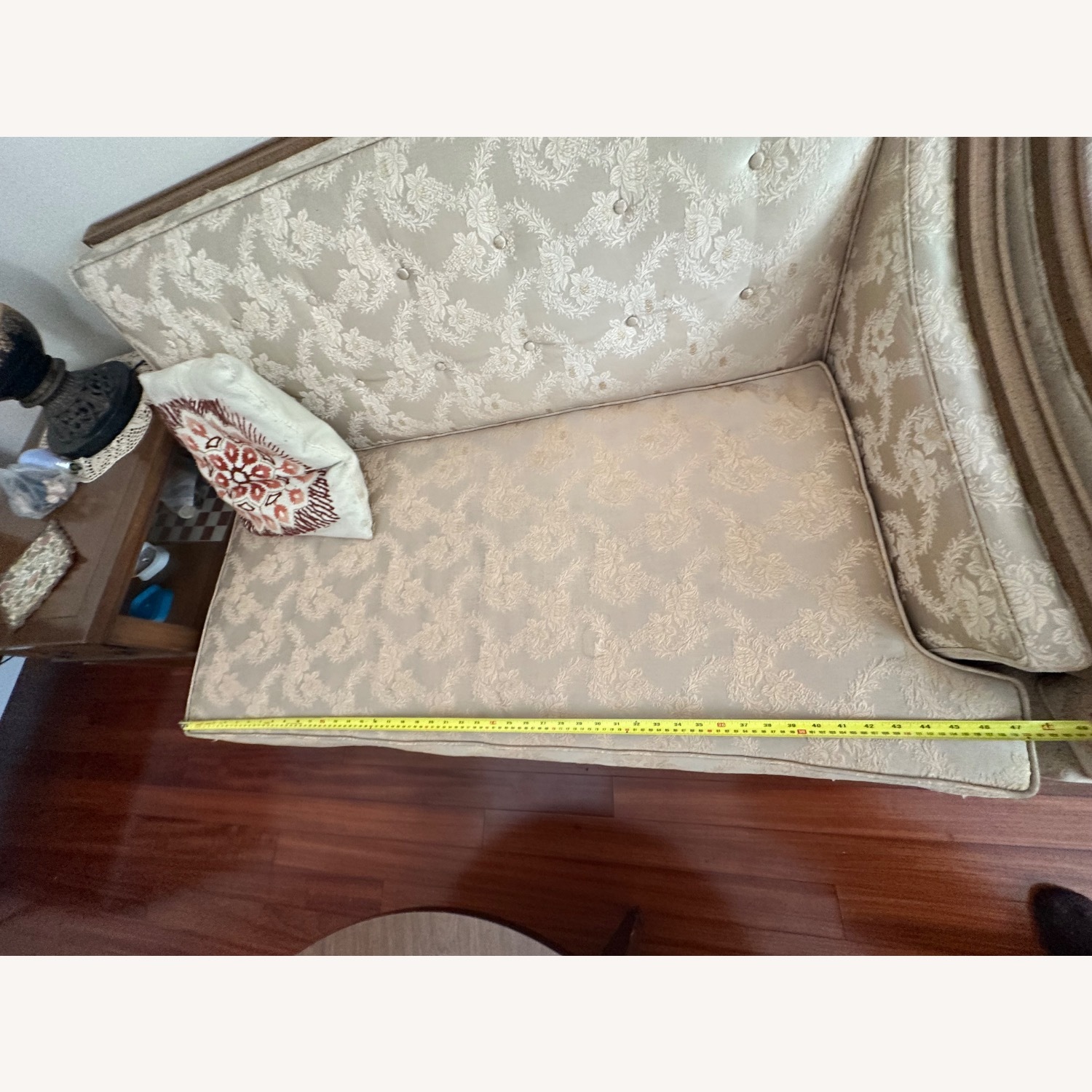 Vintage/Antique Light Brown Fabric 3+ Seater Sofa - image-3