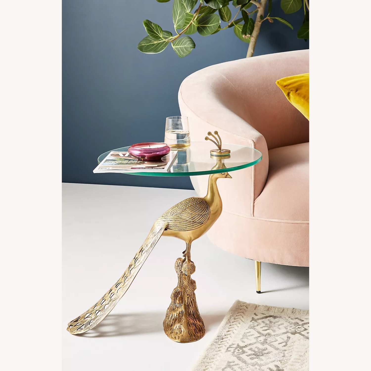 Anthropologie Peacock Edition Gold Side Table - image-5