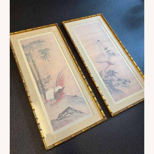 Used Vintage Asian Chinese Art Birds Print Duo for sale on AptDeco