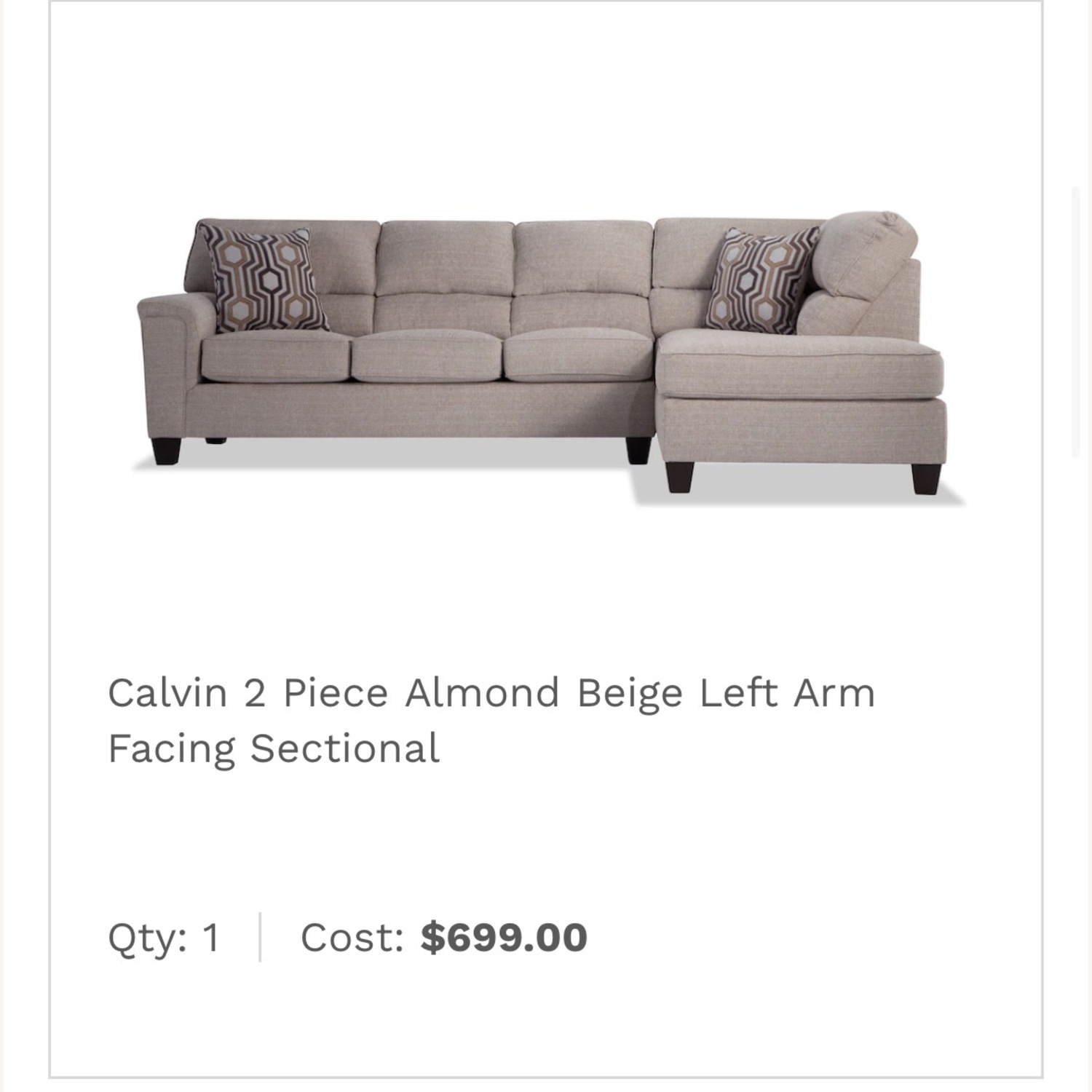 Bob's Furniture Calvin Beige Sectional Sofa - image-2