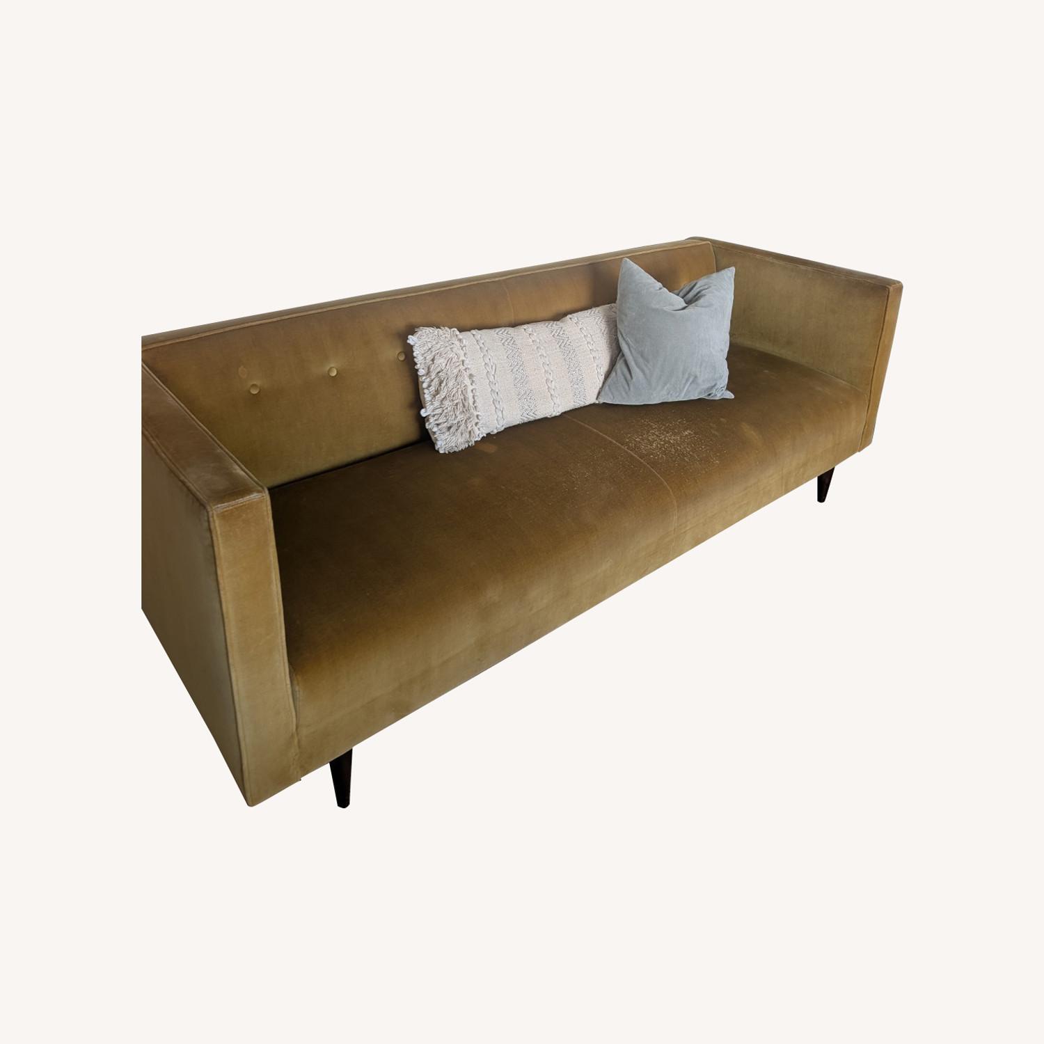Room & Board Yellow Velvet 2 Seater Sofa - image-0