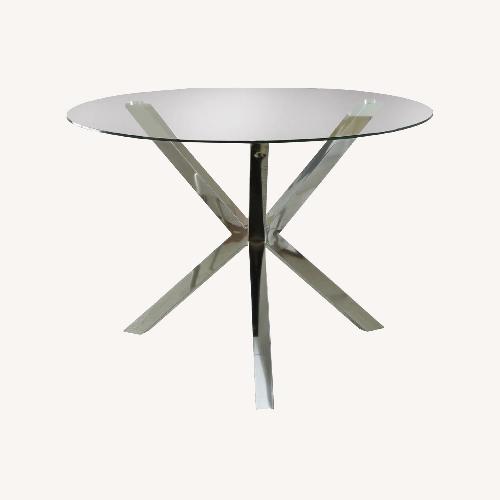 Used Wayfair Round Glass Top Metal Base Dining Table for sale on AptDeco