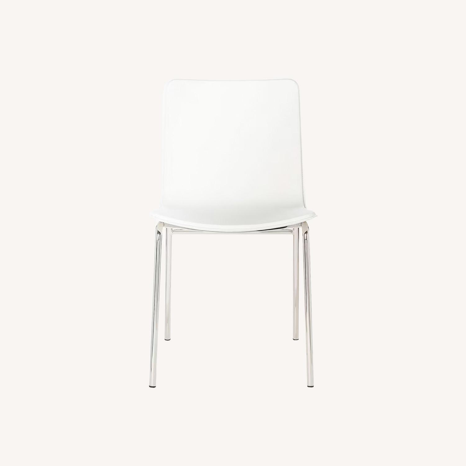 CB2 White Leather Dining Chairs - image-0