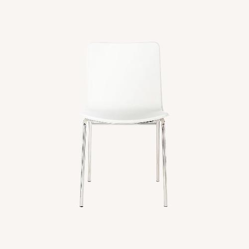 Used CB2 White Leather Dining Chairs for sale on AptDeco