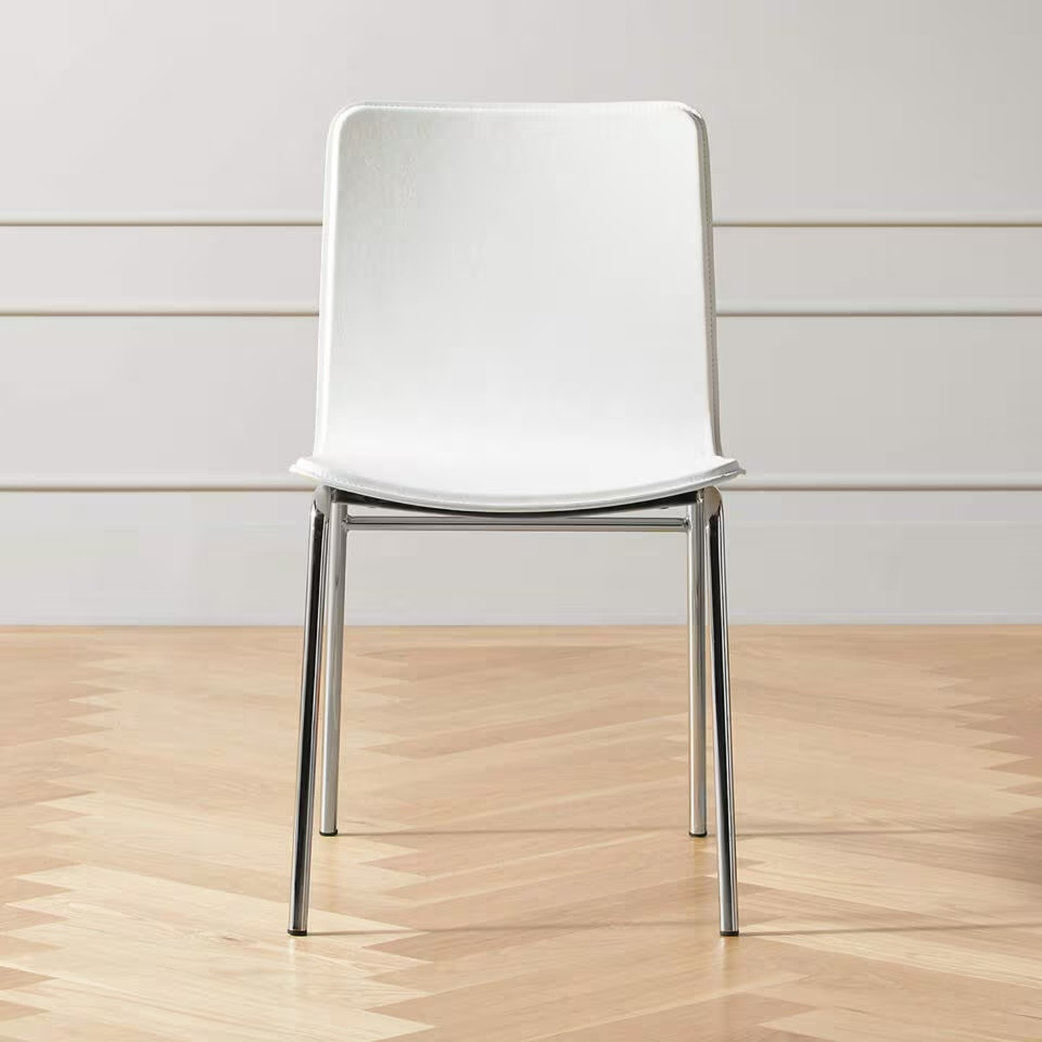 CB2 White Leather Dining Chairs - image-5
