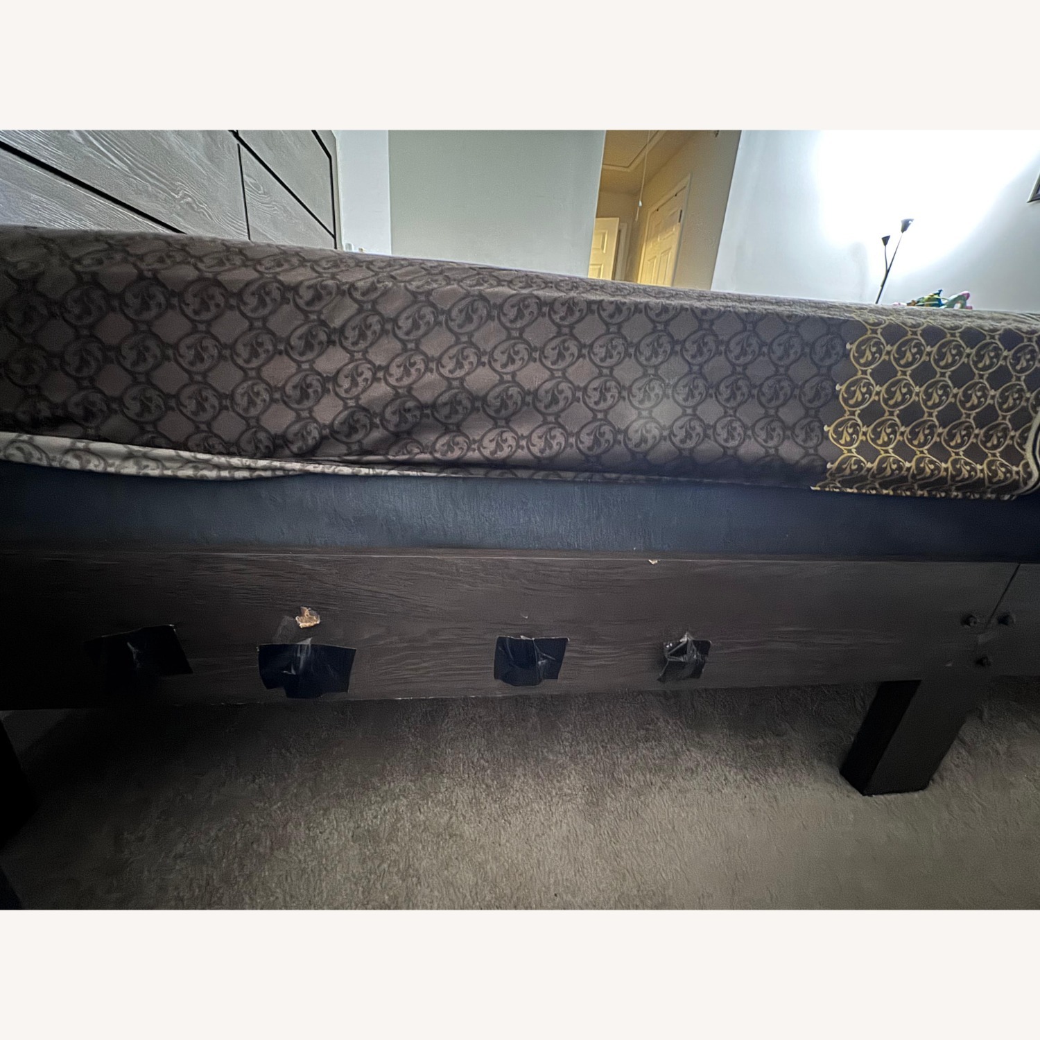 Raymour & Flanigan Dark Brown Wood Queen Bed - image-3