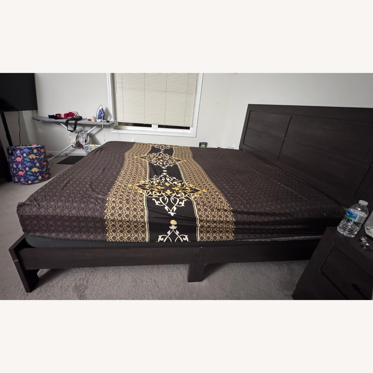 Raymour & Flanigan Dark Brown Wood Queen Bed - image-2