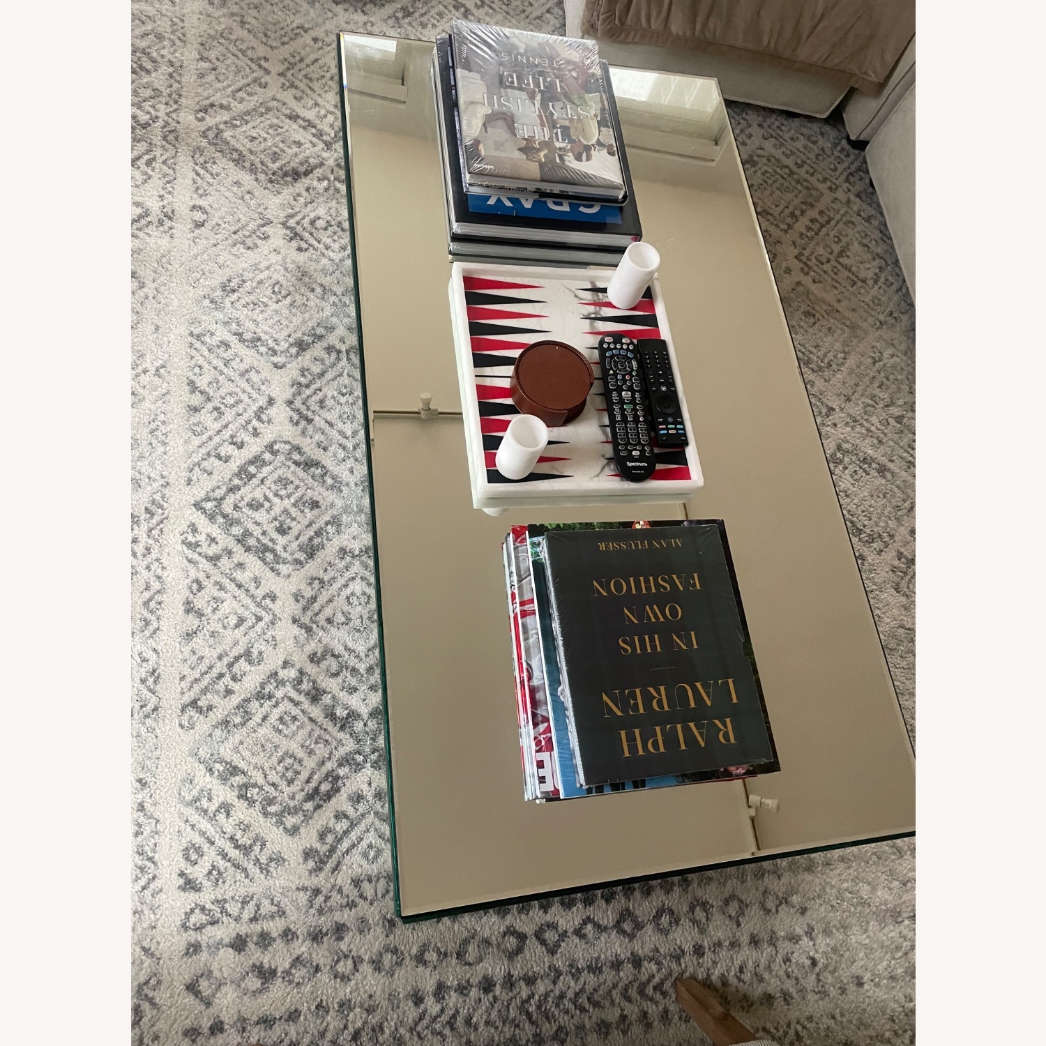 West Elm Geo Silver Mirrored Glass Coffee Table - image-3