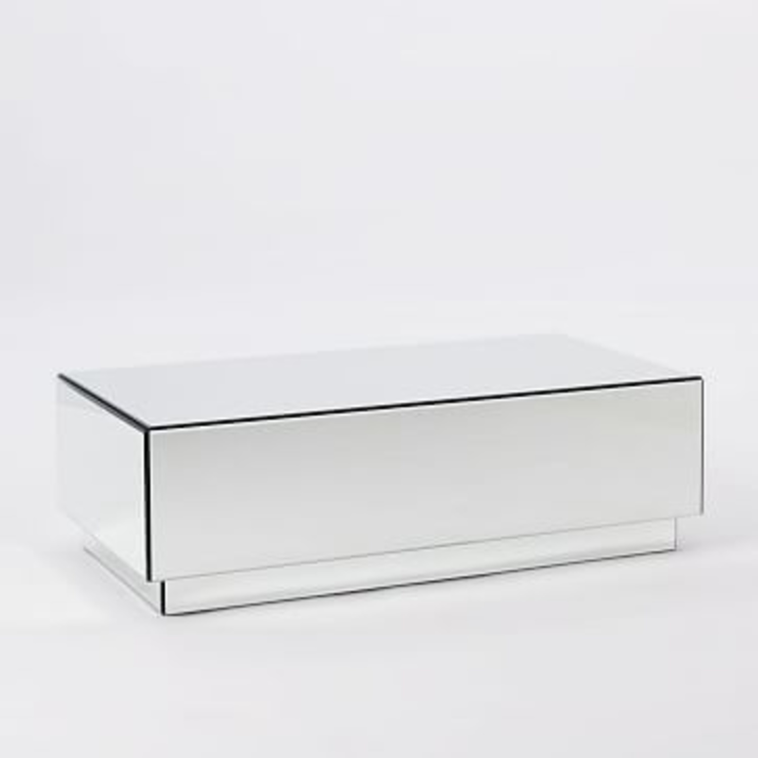 West Elm Geo Silver Mirrored Glass Coffee Table - image-7