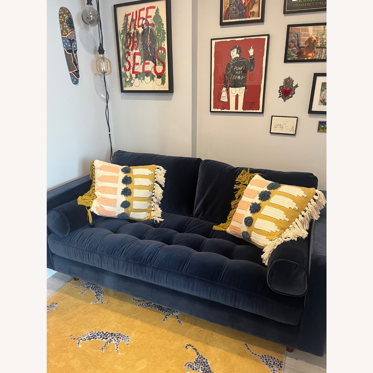 Article Sven Blue Velvet Loveseat - image-1