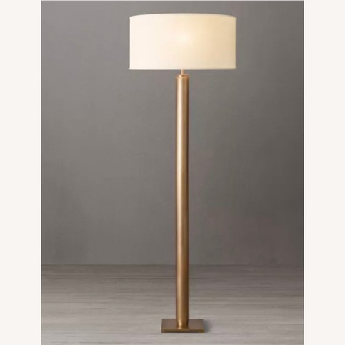 Used RH Brass Floor Lamps with Linen Shades - Set of 2 for sale on AptDeco