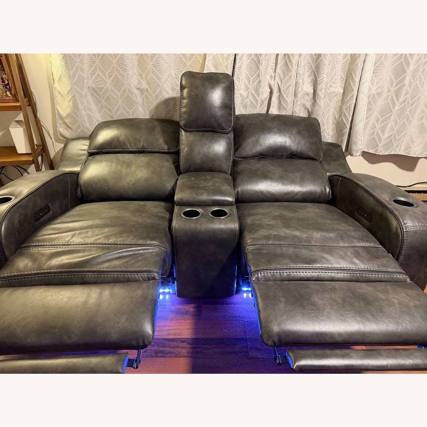 Broyhill Furniture Dark Gray Leather Loveseat - image-2