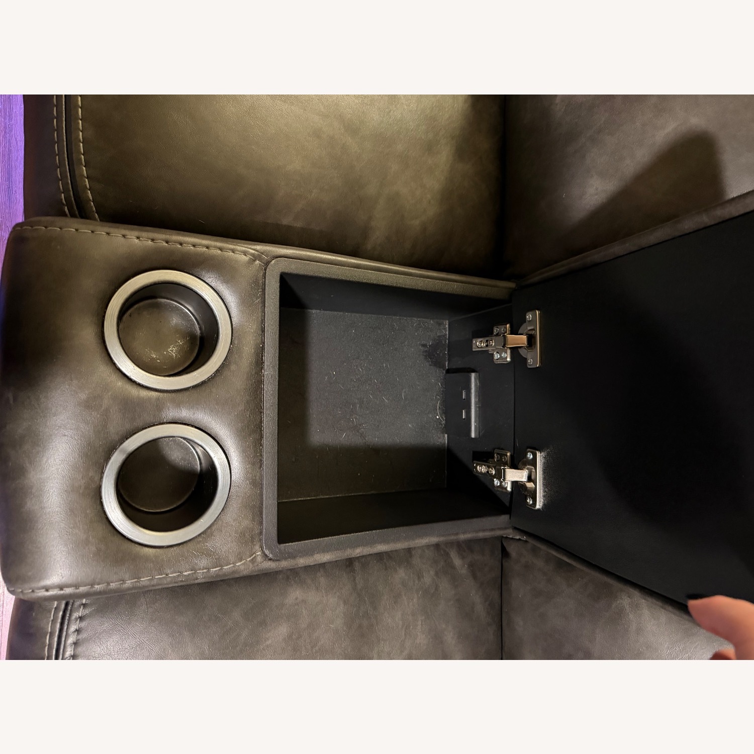 Broyhill Furniture Dark Gray Leather Loveseat - image-4