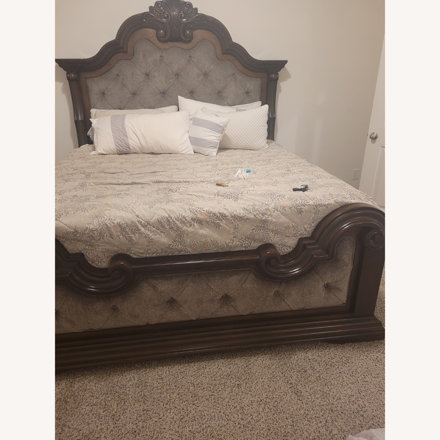 Ashley Furniture Maylee Dark Brown Wood King Bed - image-1