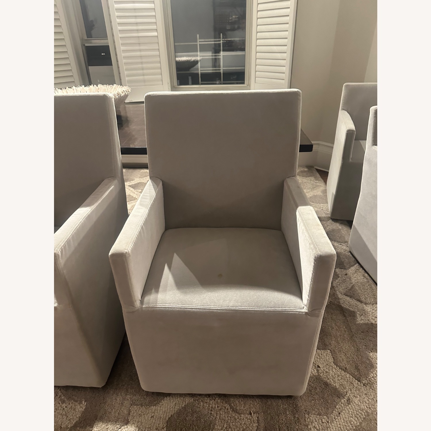 Restoration Hardware Natural Velvet Dining Chairs - image-1