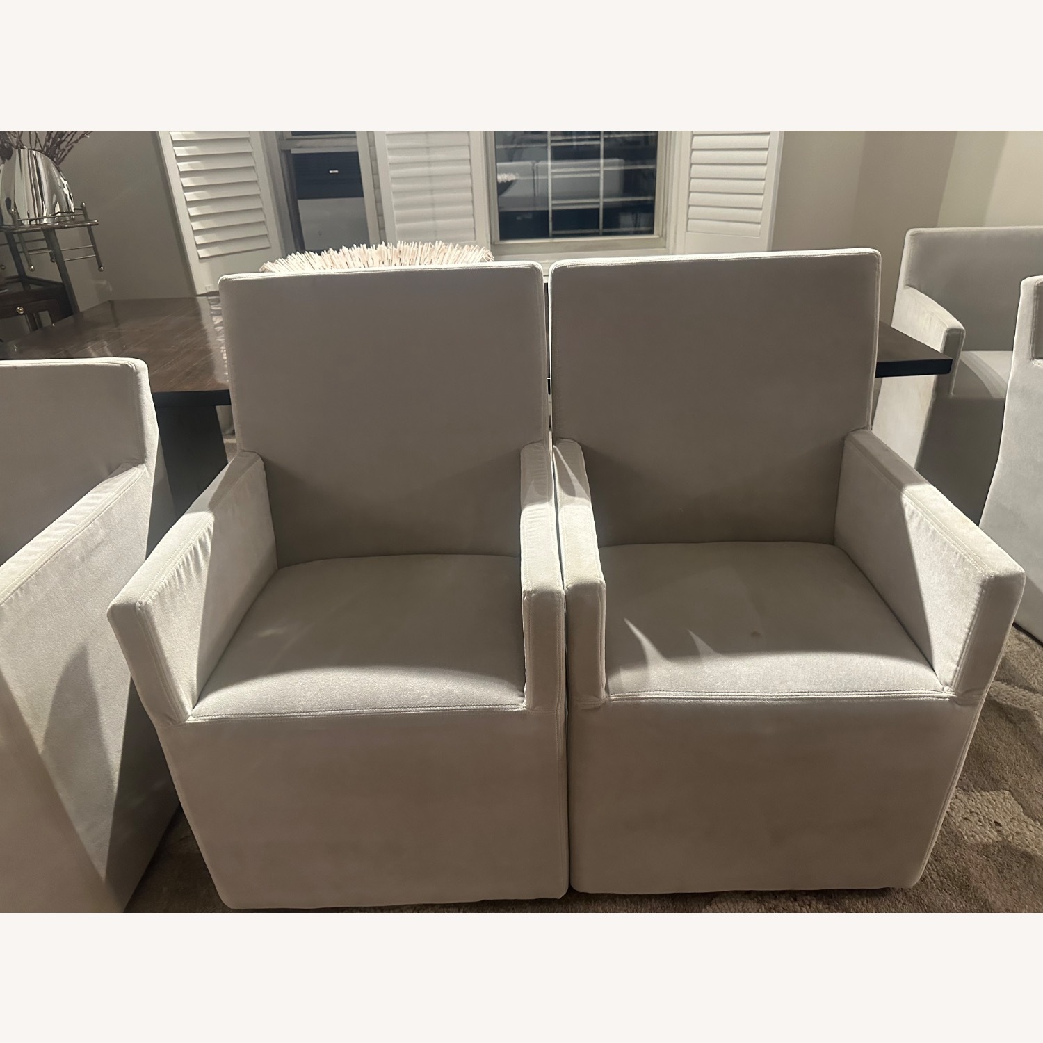 Restoration Hardware Natural Velvet Dining Chairs - image-2