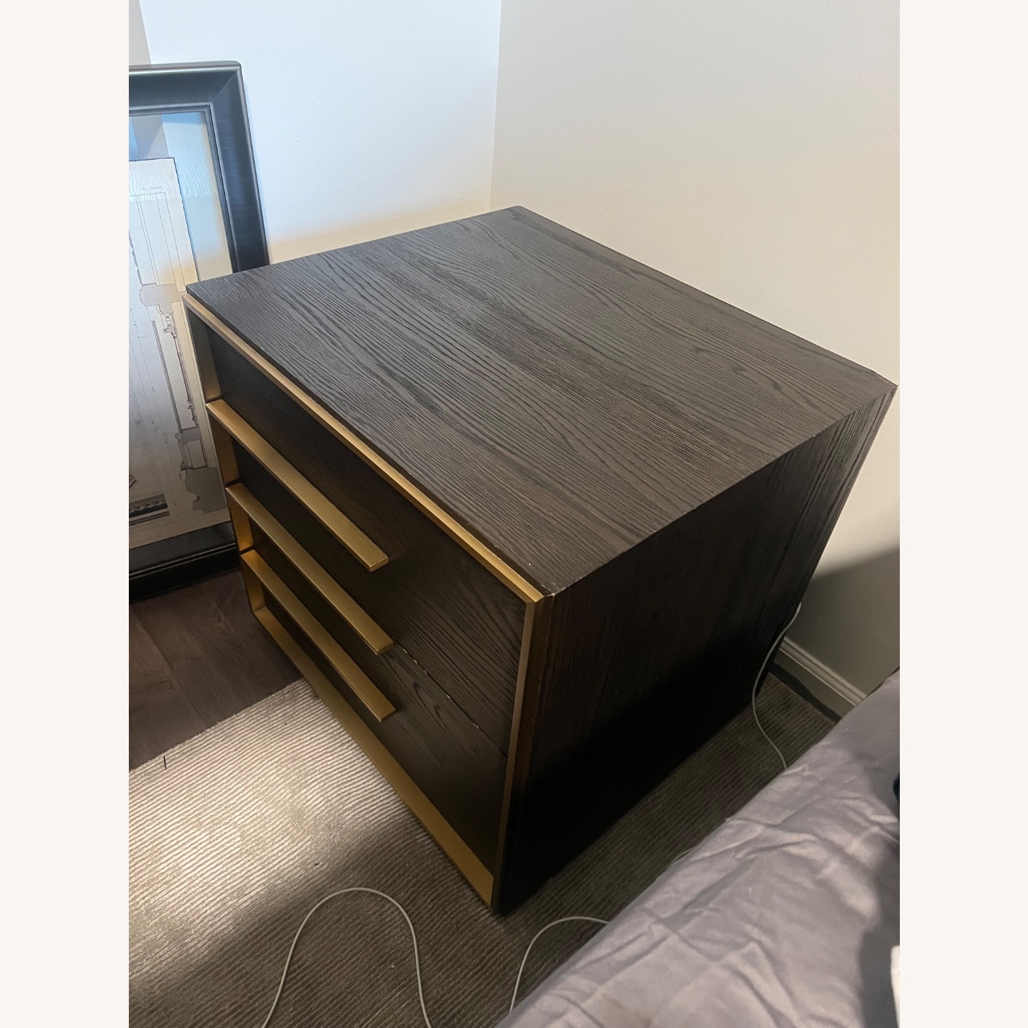 Restoration Hardware Bezier Dark Brown Wood Nightstand - image-2