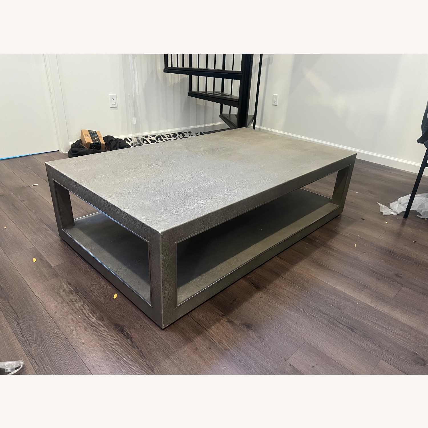 Restoration Hardware Light Gray Coffee Table - image-1