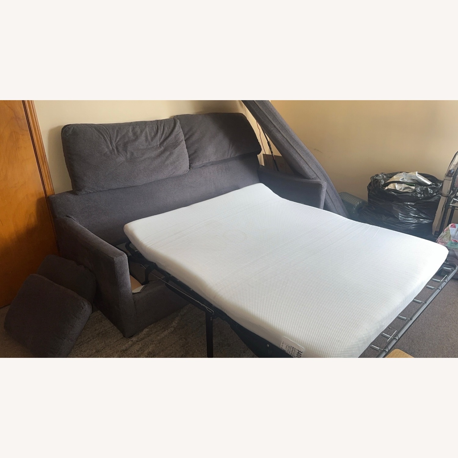 Dark Gray Fabric Sleeper Sofa - image-8