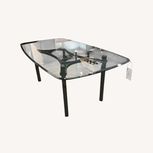 Used Contemporary Glass Top w Metal Base Dining Table for sale on AptDeco