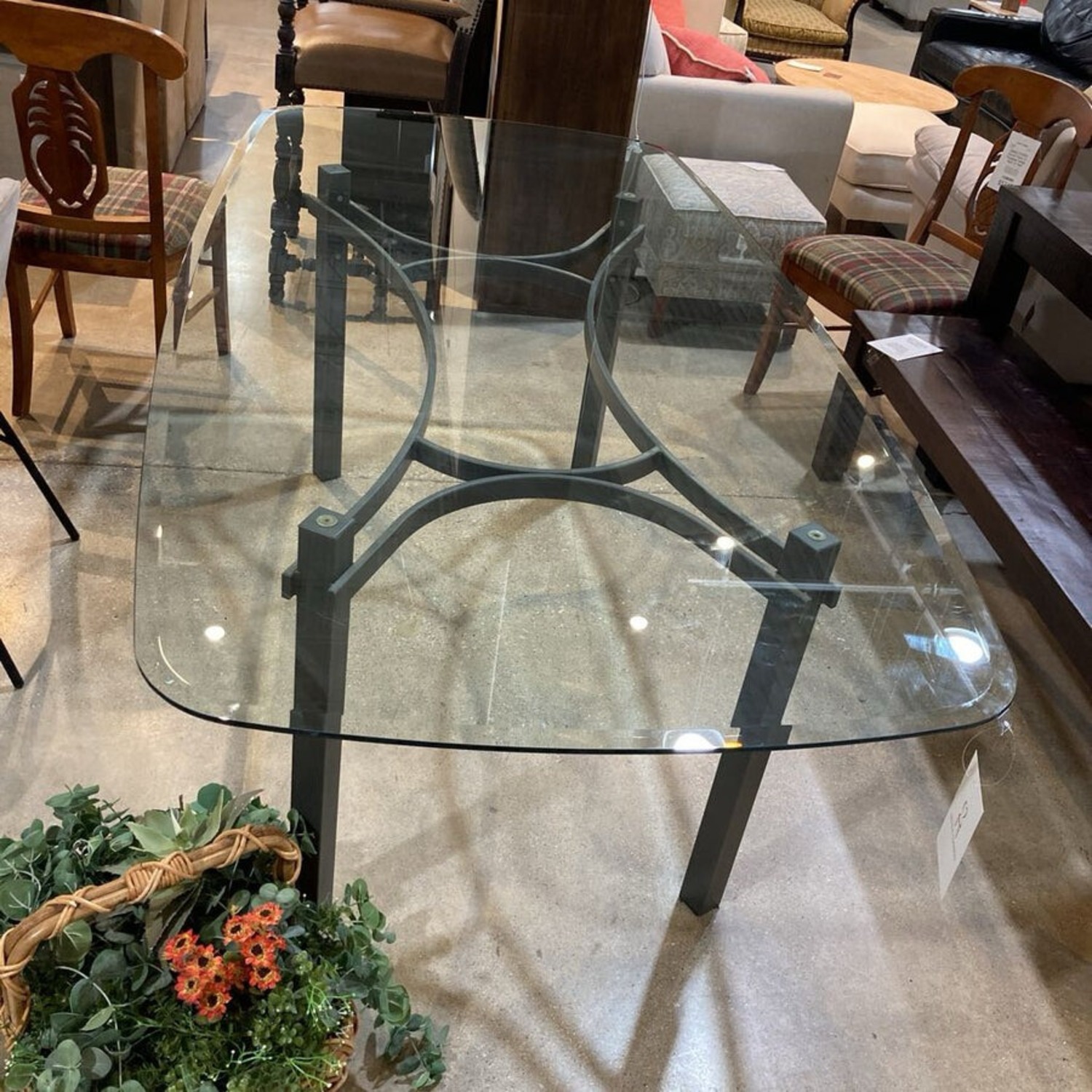 Contemporary Glass Top w Metal Base Dining Table - image-5