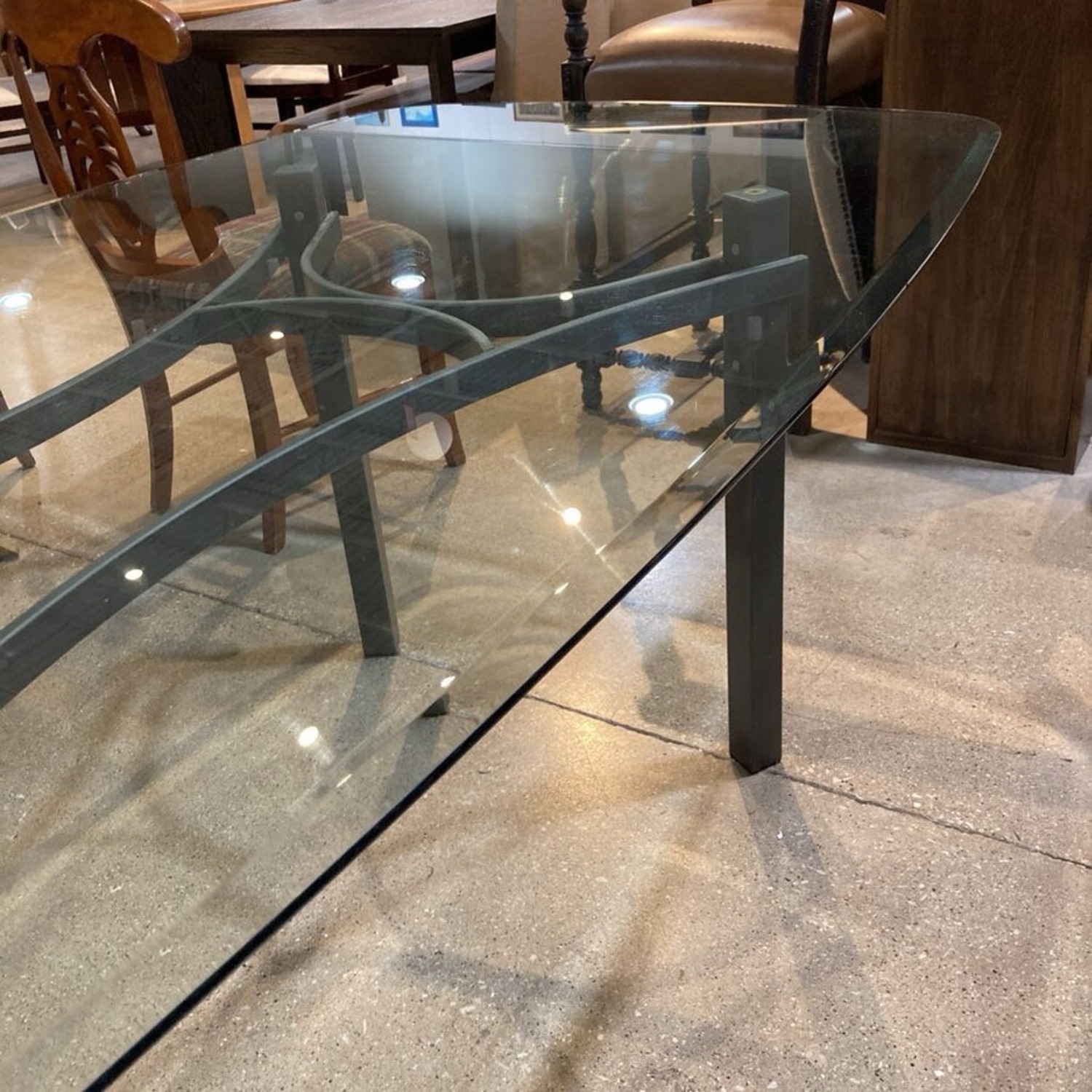 Contemporary Glass Top w Metal Base Dining Table - image-9