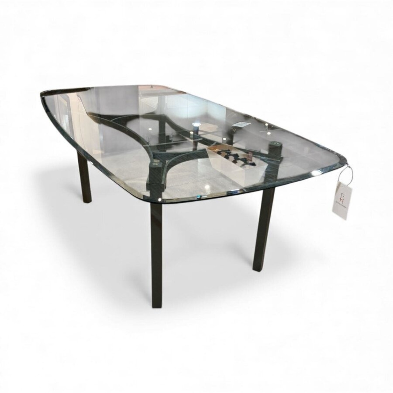 Contemporary Glass Top w Metal Base Dining Table - image-1