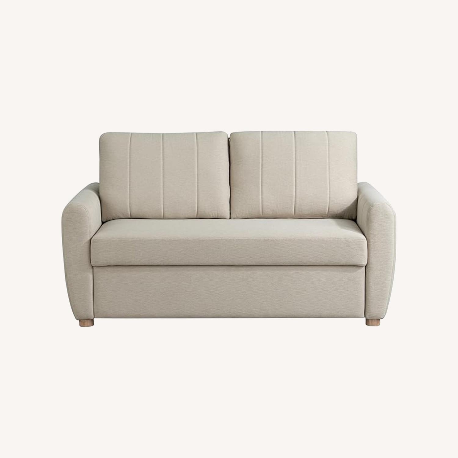 Serta White Fabric Sleeper Sofa - image-0