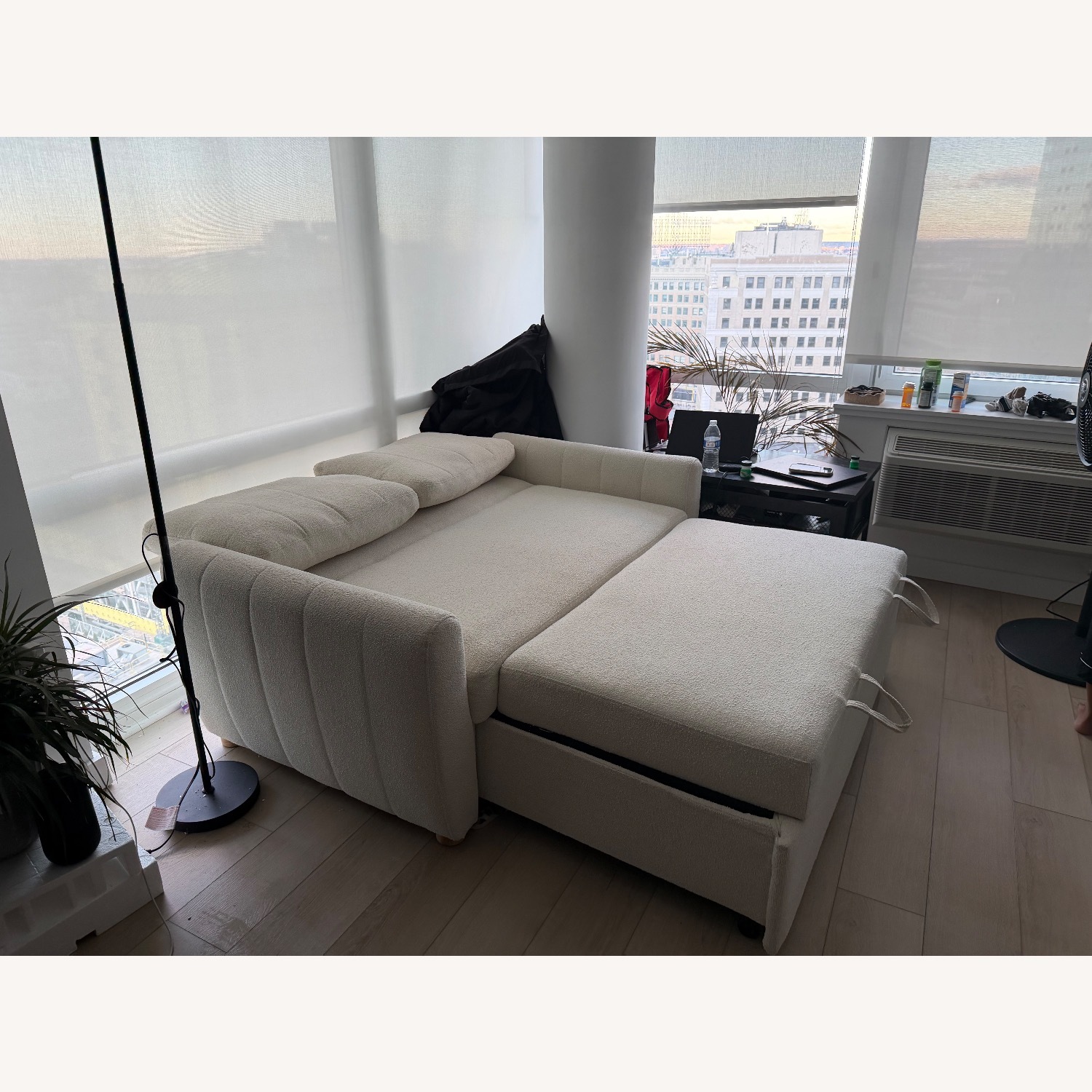 Serta White Fabric Sleeper Sofa - image-4