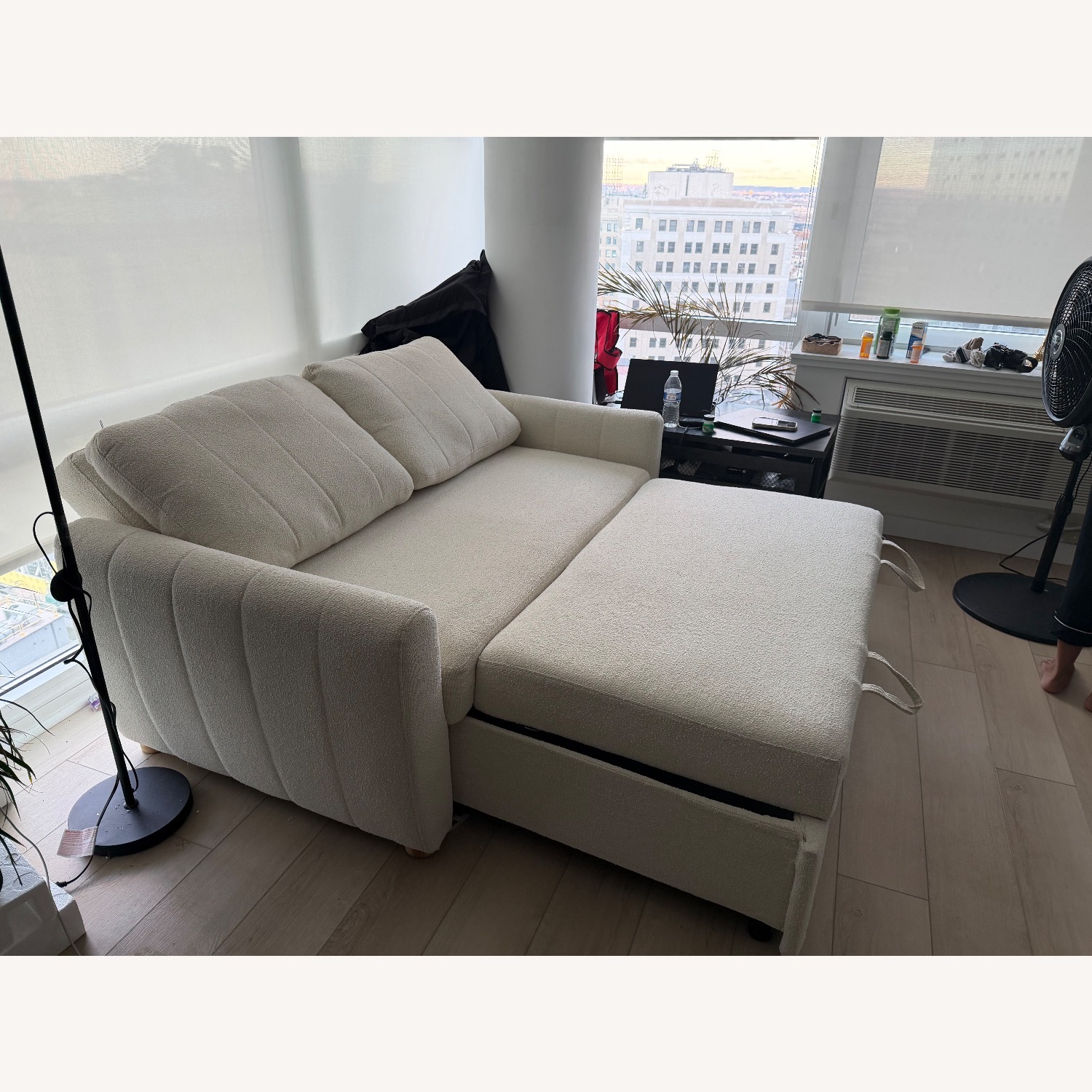 Serta White Fabric Sleeper Sofa - image-5