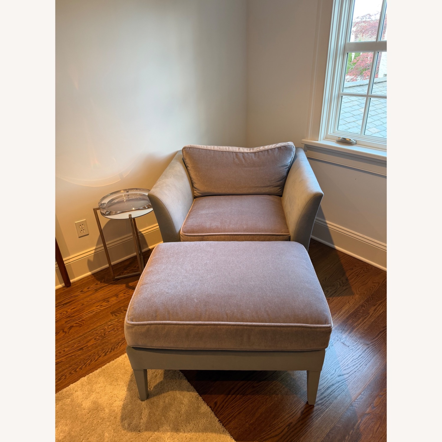 Ochre Light Gray Suede Accent Club Chair & Ottoman - image-2