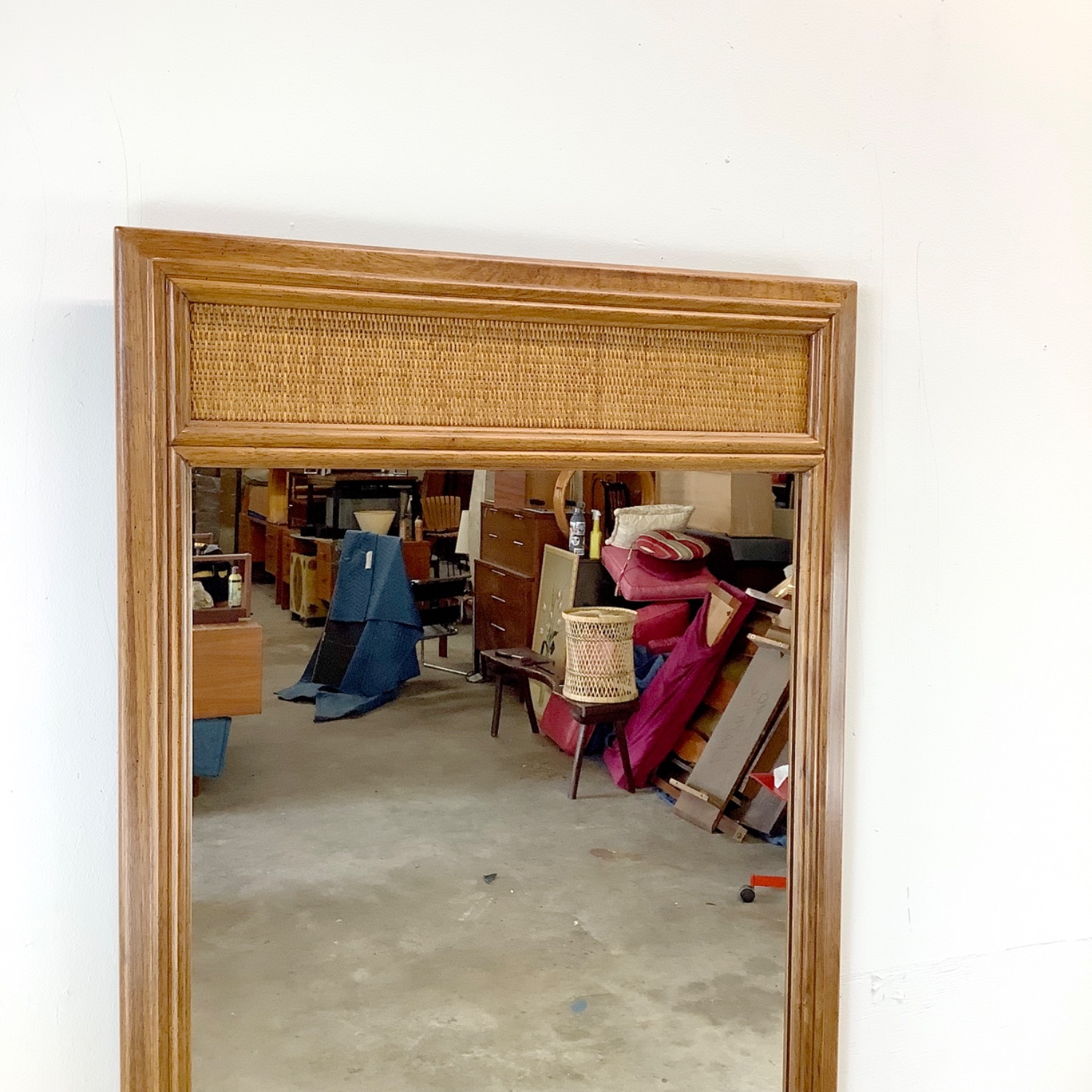 Vintage Drexel Wall Mirror W Cane Accent - image-6