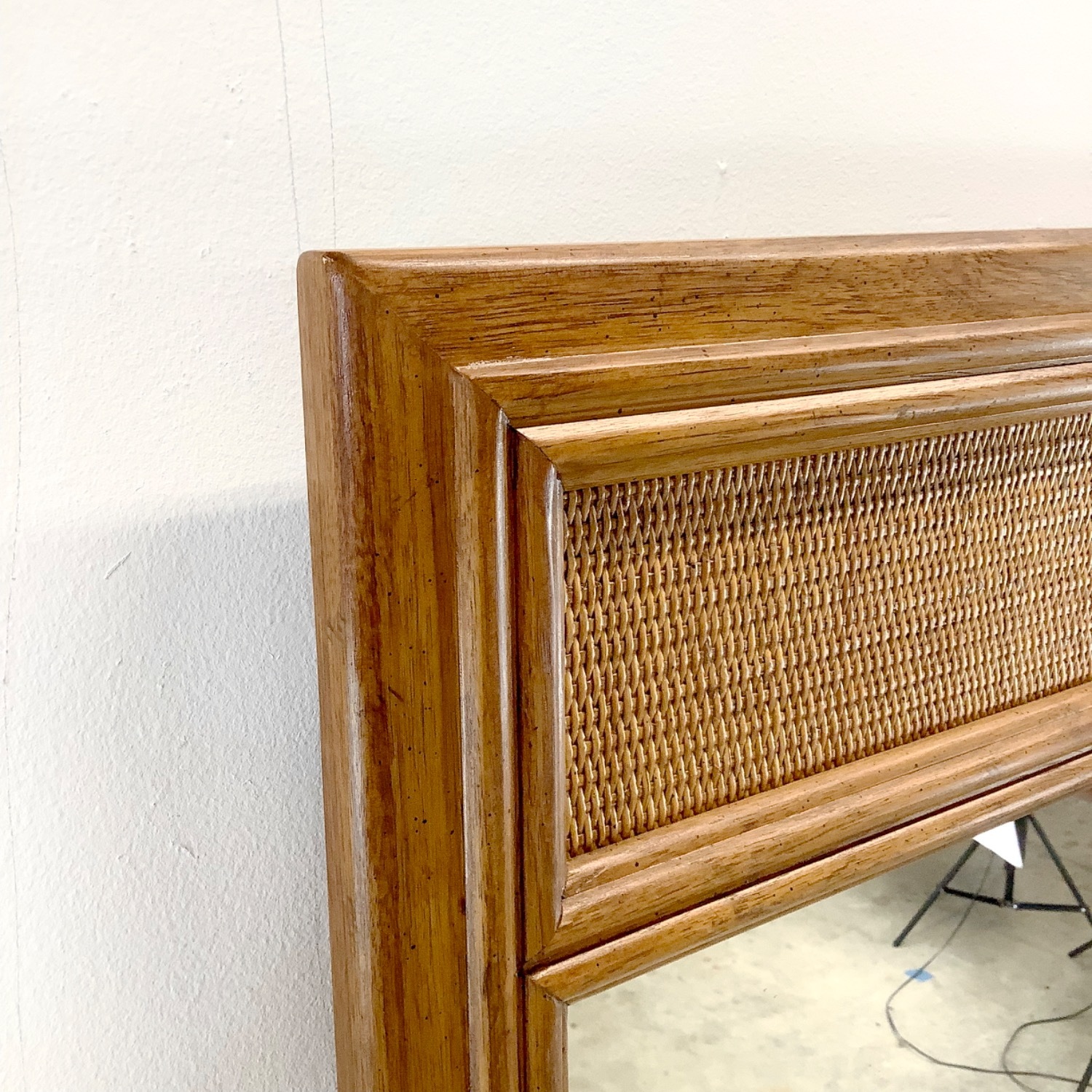 Vintage Drexel Wall Mirror W Cane Accent - image-9