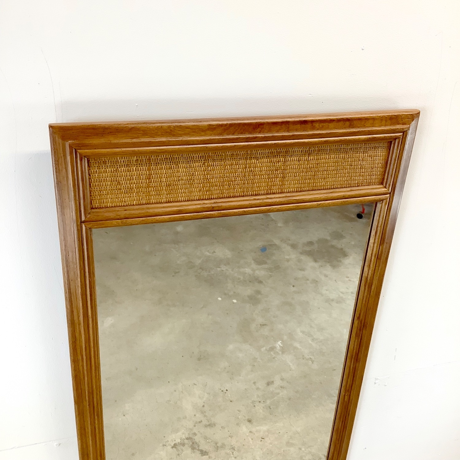 Vintage Drexel Wall Mirror W Cane Accent - image-3
