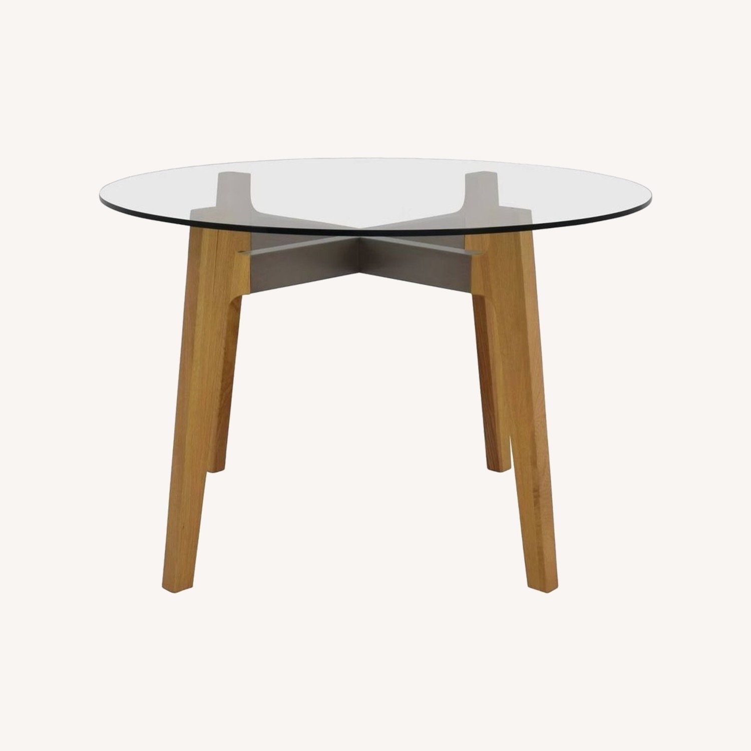 Crate & Barrel Brace Round Glass Table - image-0
