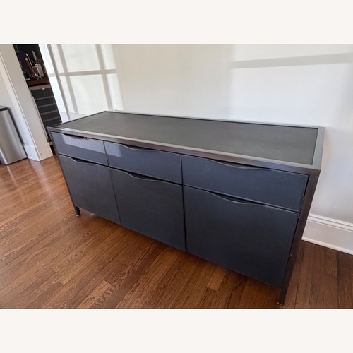 Used Uhuru Cairns Credenza Black Leather Sideboard for sale on AptDeco