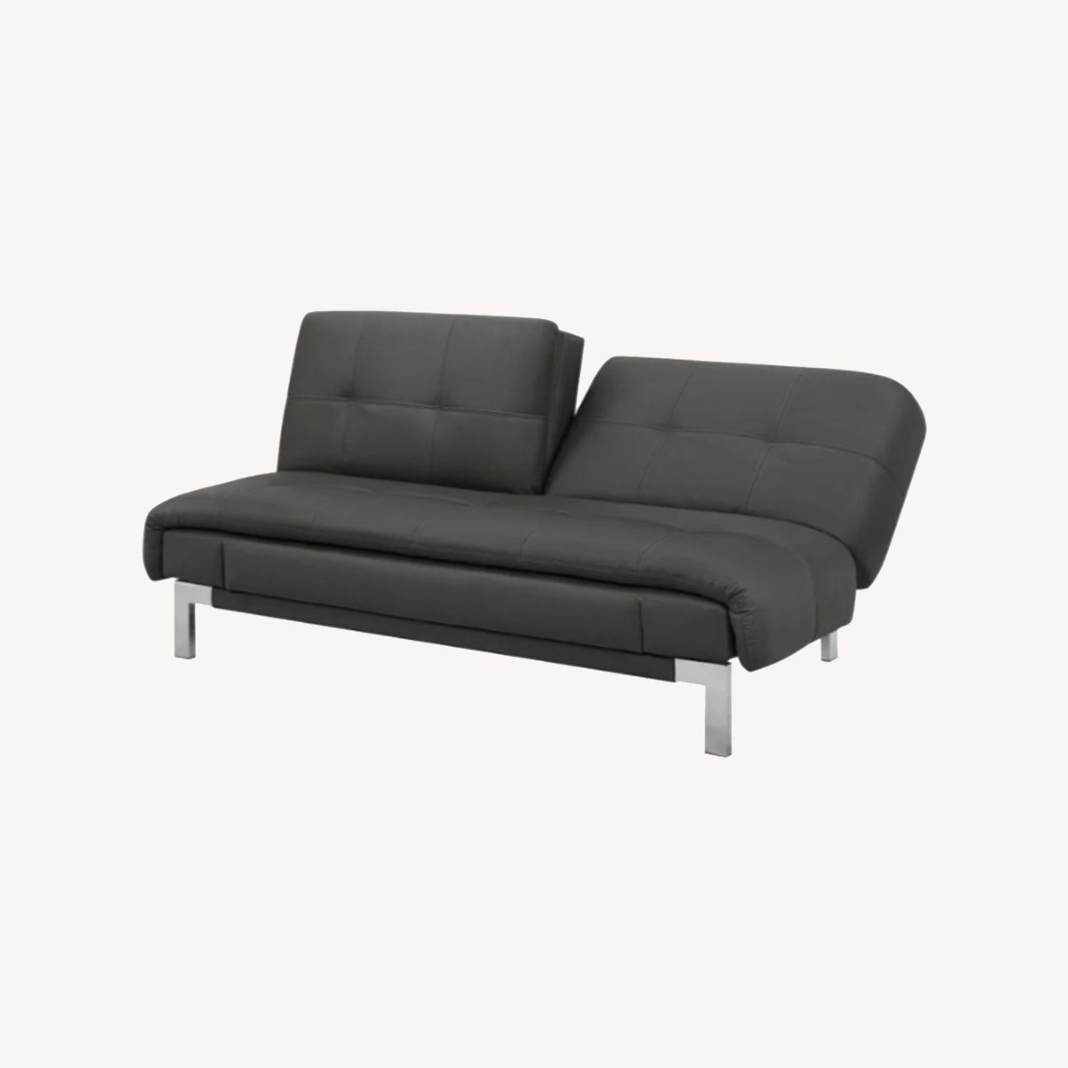 Eurolounger Black Leather Futon - image-0
