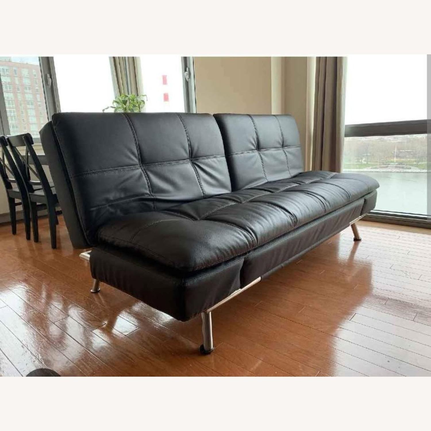 Eurolounger Black Leather Futon - image-1